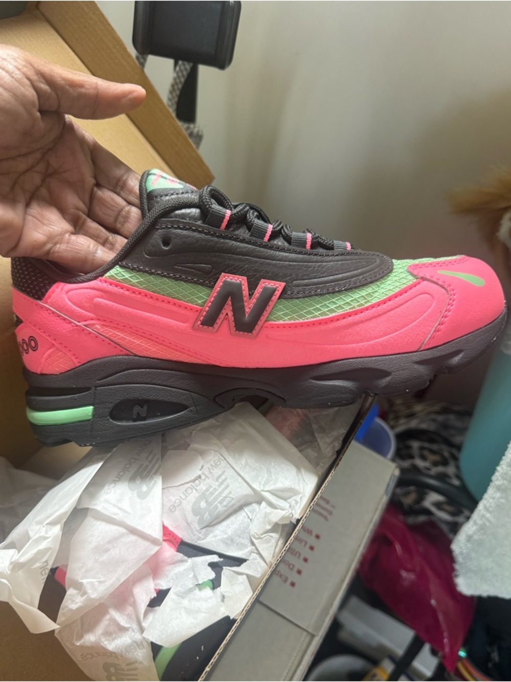 New Balance Neon Pink and Lime Green Athletic Sneaker
